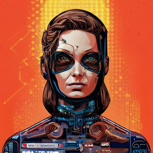 Image similar to a portrait of a female android, by Dan Mumford and Sandra Chevrier, 4k