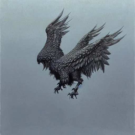 Image similar to griffon concept, beksinski