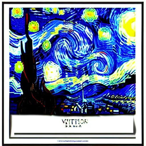 Image similar to Starry night vii poster but the black is white and the dark blue is light, deep detailed