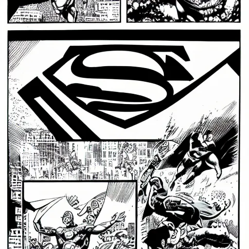 Image similar to superman vs ironman, comic book page, half toned, highly detailed