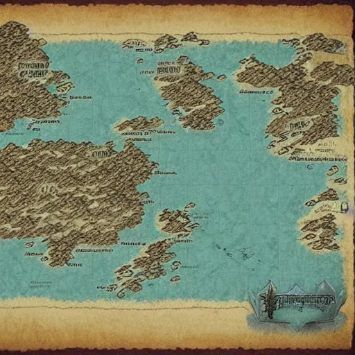 Prompt: The world map of Skyrim in the style of Super Mario Brothers