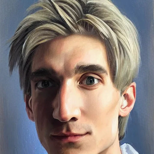 Image similar to Portrait of xQc , oil painting
