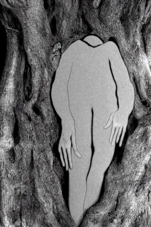 Image similar to negative shape of a human in trunk of a tree