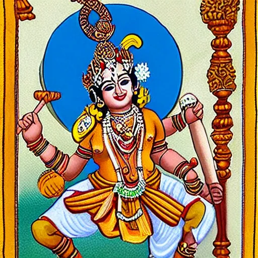 Image similar to hindu god lord krishna playing baseball