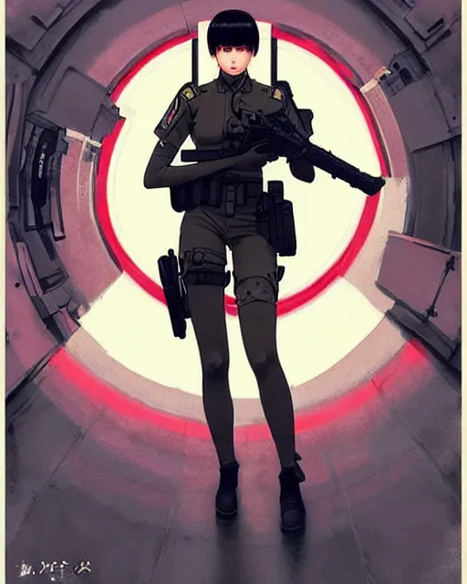 Image similar to soldier in riot gear | very very anime!!!, fine - face, audrey plaza, realistic shaded perfect face, fine details. anime. realistic shaded lighting poster by ilya kuvshinov katsuhiro otomo ghost - in - the - shell, magali villeneuve, artgerm, jeremy lipkin and michael garmash and rob rey