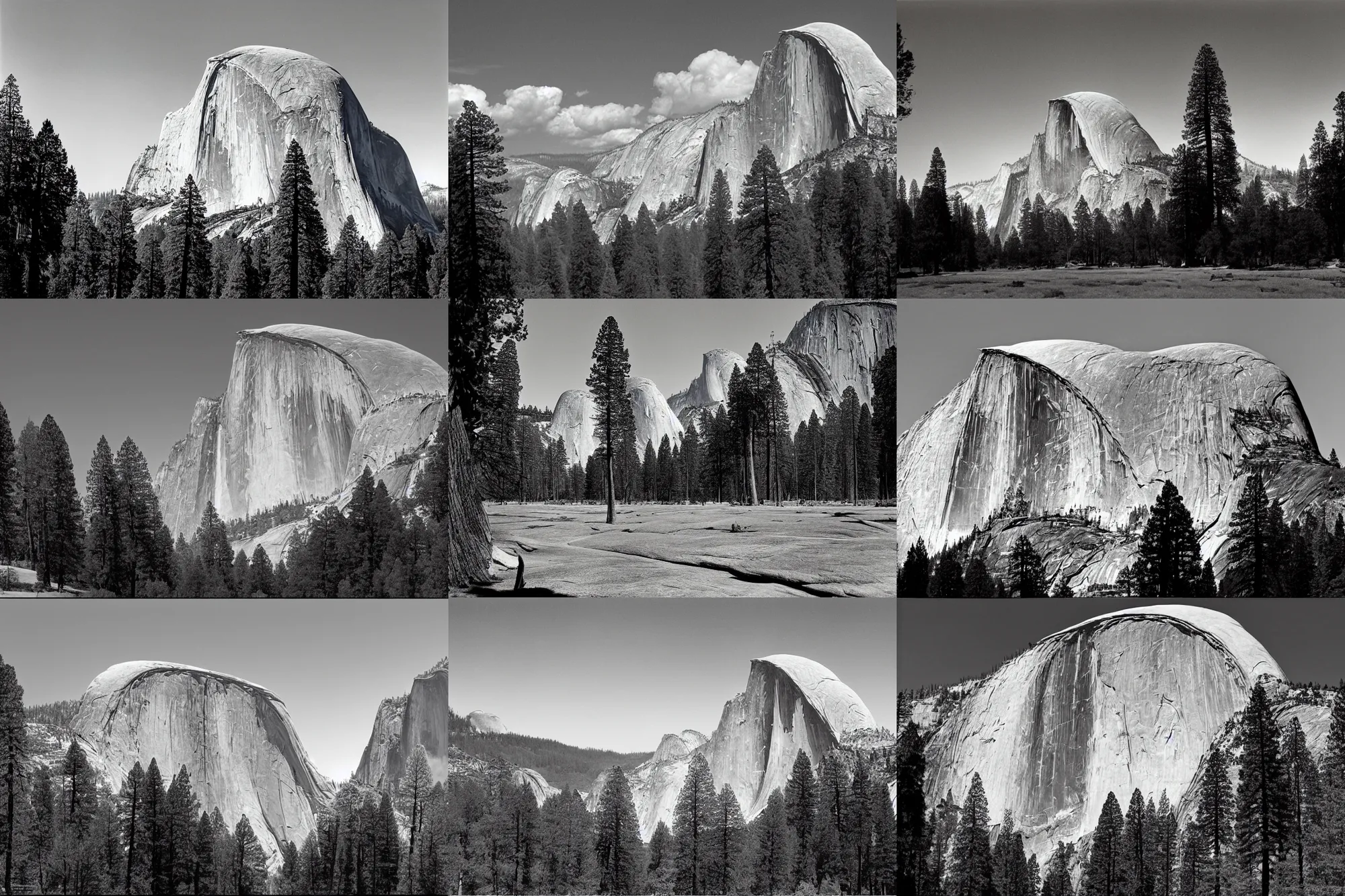 Prompt: photo of half dome yosemite by ansel adams