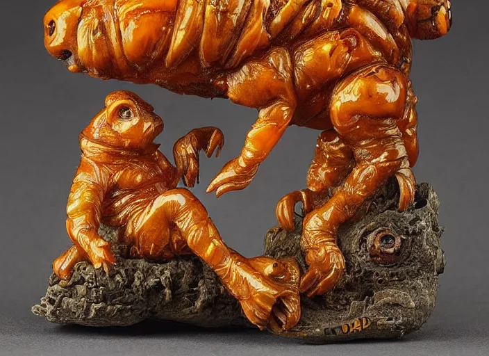 Image similar to tardigrade painting carved in amber by chiara bautista and norman rockwell and greg rutkowski weta studio