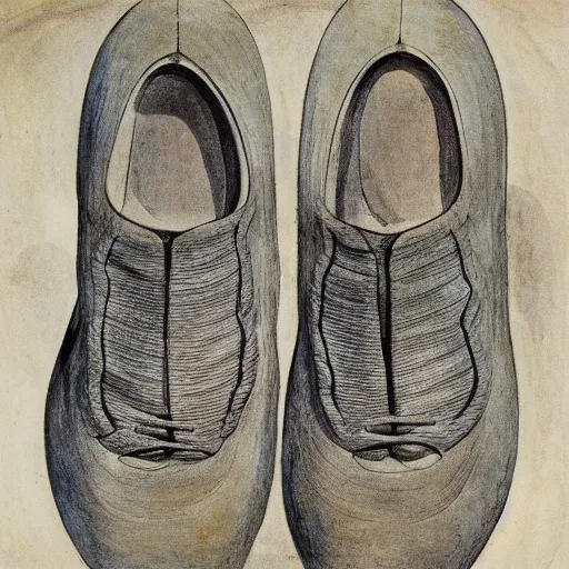 Image similar to A Pair of Running Shoes by William Blake.