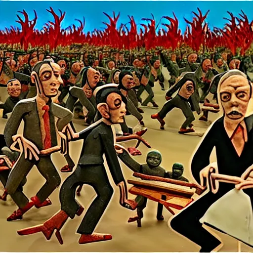 Image similar to fall of saigon by otto dix, claymation