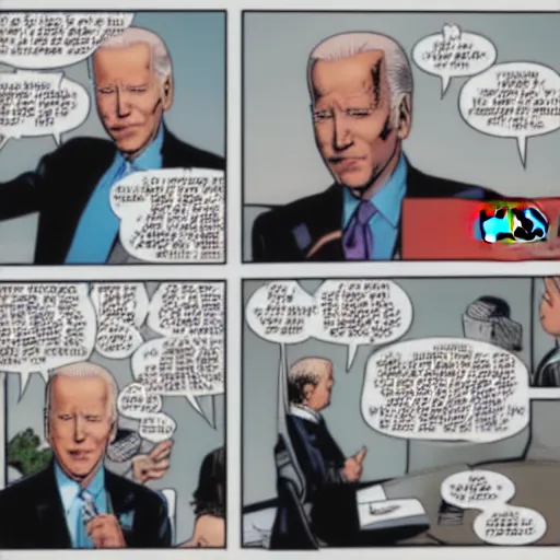 Image similar to Joe Biden in a Marvel Comic Book