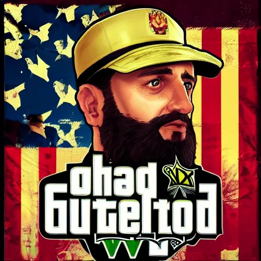 Image similar to “Zelensky with a beard wearing military uniform in GTA V, cover art by Stephen Bliss, Boxart, loadscreen”