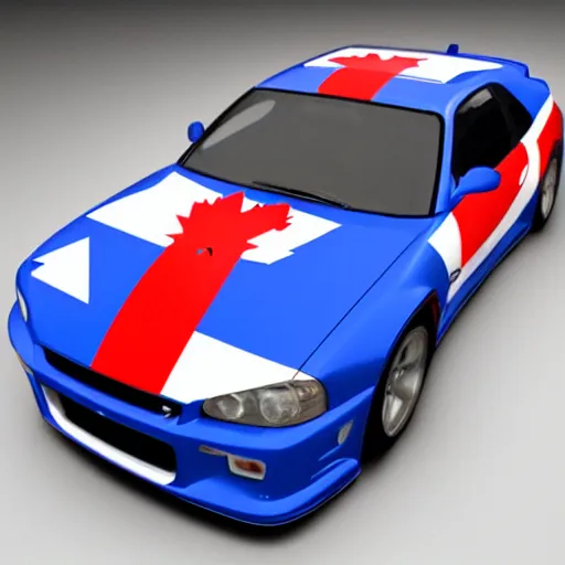 Image similar to skyline r34 Canada flag paintwork, photography, realistic, detailed