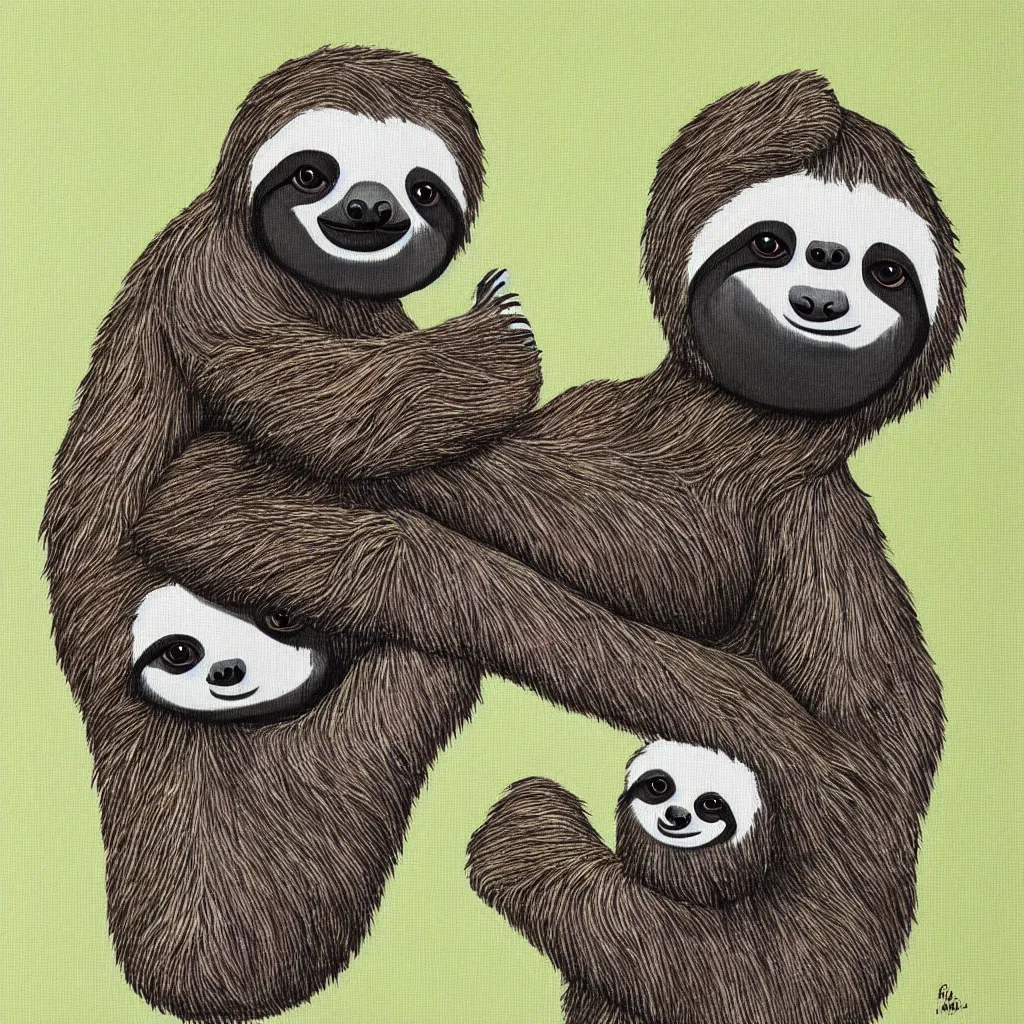 Prompt: a cute sloth, award winning bauhaus style painting