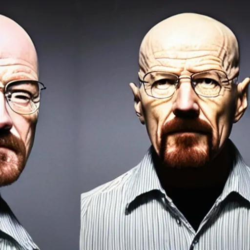 Prompt: Walter White slowly transforming into mashed potato
