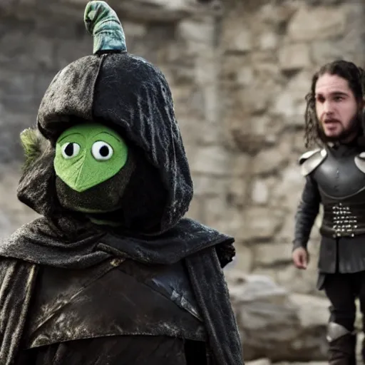 Prompt: still of marvin the martian as jon snow in game of thrones