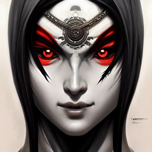 Image similar to symmetry!! portrait of pain from naruto, dark, intricate, elegant, highly detailed, digital painting, artstation, concept art, smooth, sharp focus, illustration, art by artgerm and greg rutkowski and alphonse mucha