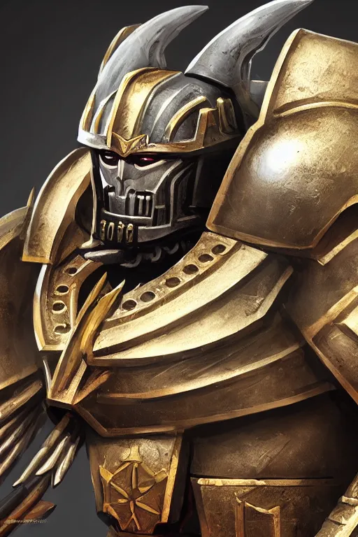 Image similar to armor portrait heros warhammer 4 0 k horus heresy fanart - the primarchs emperor by johannes helgeson animated with vfx concept artist & illustrator global illumination ray tracing hdr fanart arstation zbrush central hardmesh 8 k octane renderer comics stylized