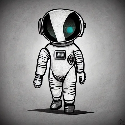 Image similar to vintage cartoon astronaut game character concept, inspired by little nightmares, limbo