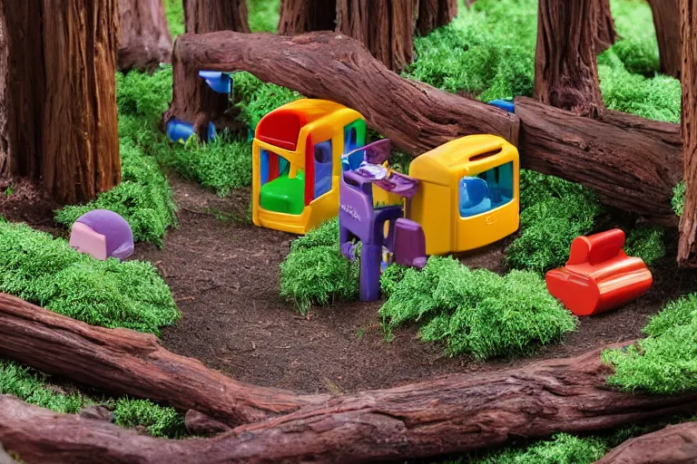 Image similar to fisher price redwood forest, california scene from tv show hyper detailed 5 5 mm 8 5 mm