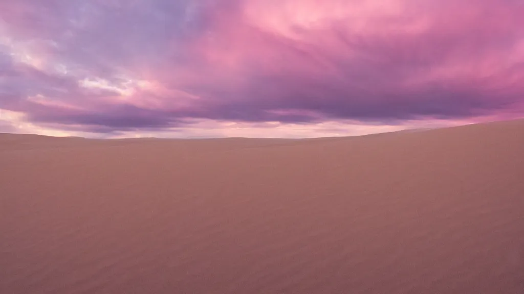 Image similar to The sand dunes under the pink clouds backlit by the sun
