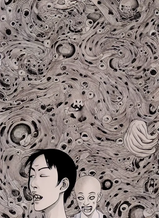 Image similar to junji ito and james jean artwork