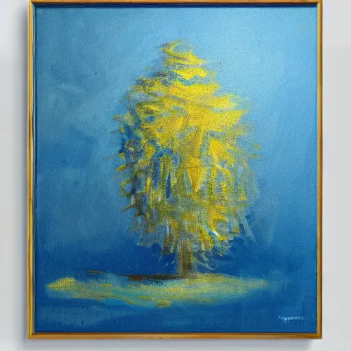 Prompt: oil painting of a of paper standing vertically against a blue background, impressionist artwork