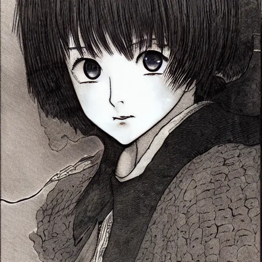 Prompt: young girl by kentarou miura, detailed, manga, illustration