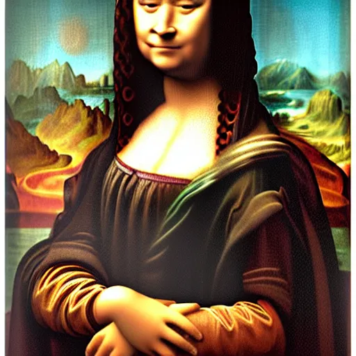 Image similar to an Afro American girl as Mona Lisa