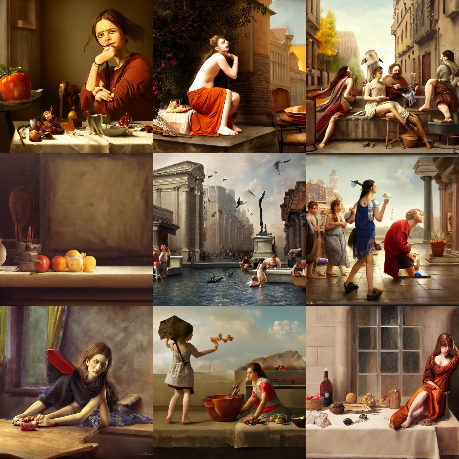 Prompt: Imaginary slice of life, realistic painting, classical painting, high definition, digital art, matte painting, very detailed, realistic