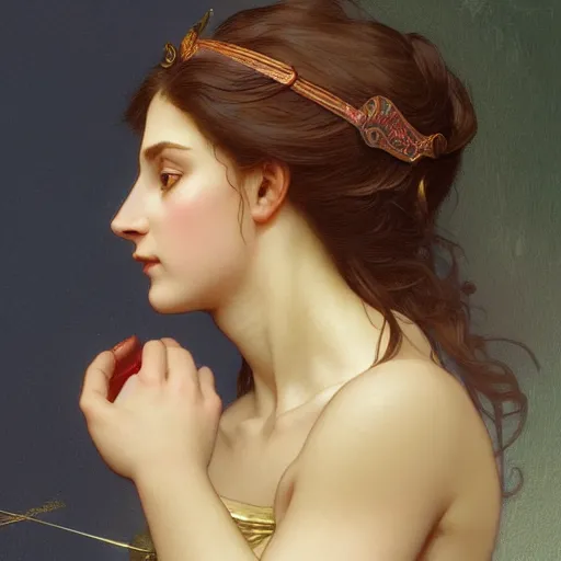 Image similar to side view portrait of a goddess, mickey mouse, intricate, elegant, highly detailed, digital painting, artstation, concept art, smooth, sharp focus, illustration, art by artgerm and greg rutkowski and alphonse mucha and william - adolphe bouguereau