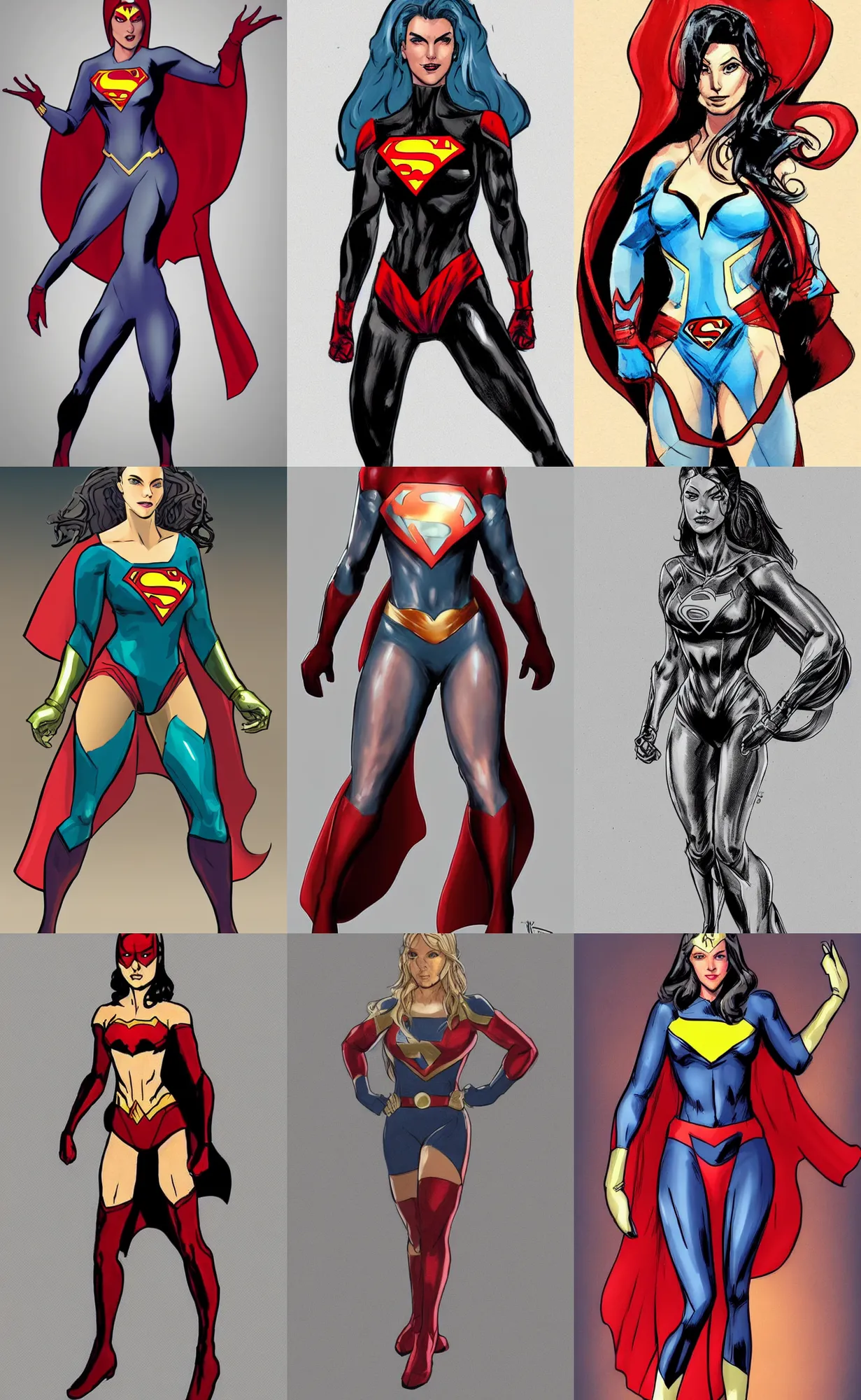 Prompt: full body concept art of a beautiful female superhero with a beautiful face