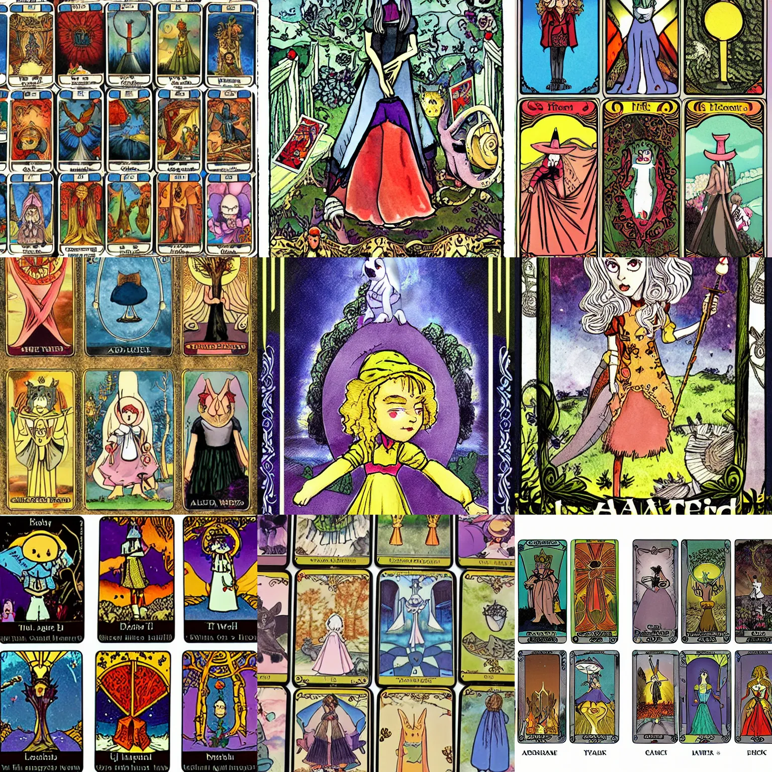 Prompt: a full tarot deck in the style of alice in woderland ( 2 0 1 0 )