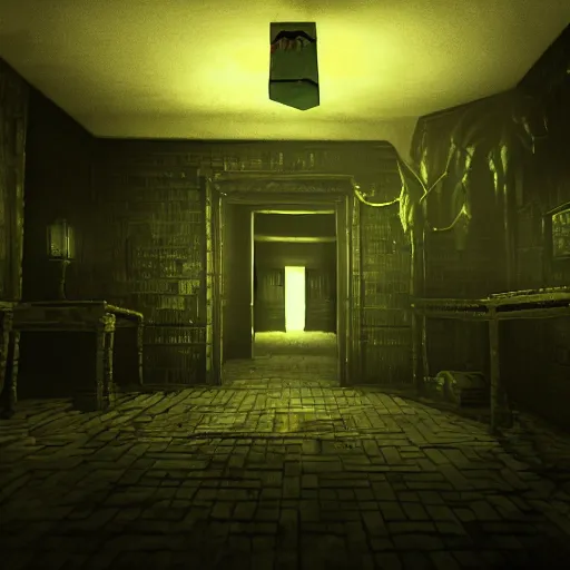 Image similar to a horror game based on lovecraft, gothic horror