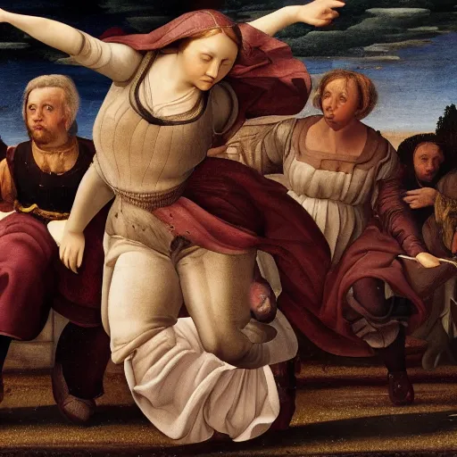 Image similar to full body thic renaissance woman falling from sky photorealism , 8k render