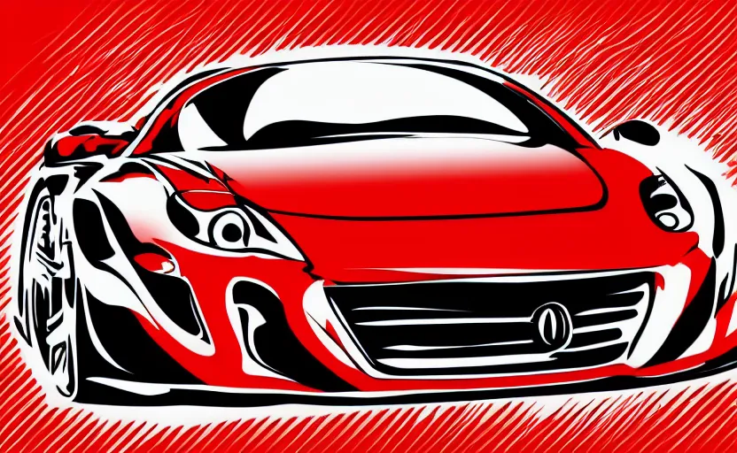 Image similar to Red Hot European Style Sports Car, Cartoon, Caricature, Airbrush, Vector Illustration Pro Vector, 8k