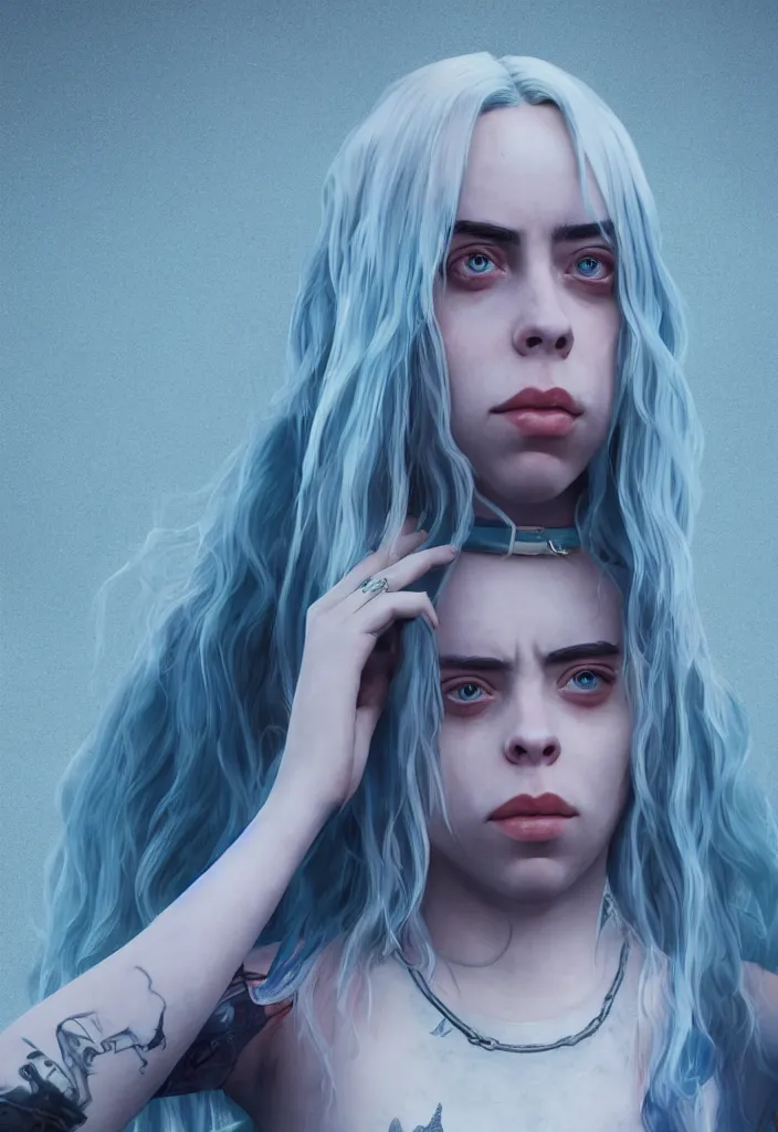 Image similar to Billie Eilish as the empress of tomorrow, ultra realistic, Artstation, 8K resolution, 3D HDR, epic design