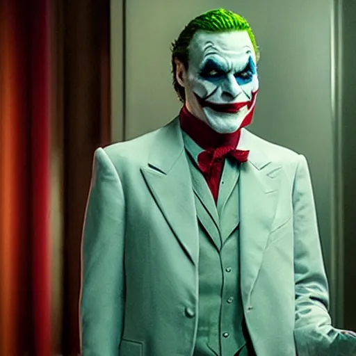 Prompt: film still of Adam West as Joker in the new Joker movie