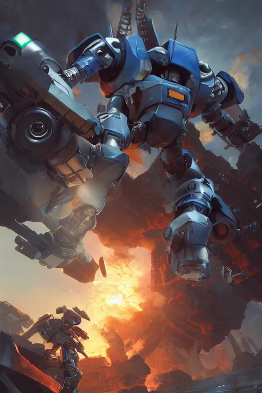 Image similar to mechwarrior 5 : mercenaries mech megaman transformer robot boss tank engine game octane render, 4 k, hd 2 0 2 2 3 d cgi rtx hdr style chrome reflexion glow fanart jesper ejsing, by rhads, makoto shinkai borderlands and by feng zhu rossdraws artstation by digital cinematic pixar and disney unreal zbrush central hardmesh