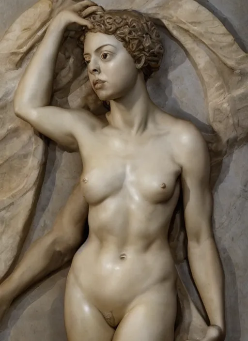 Prompt: Aubrey Plaza, sculpture by Michelangelo, highly detailed, 8k