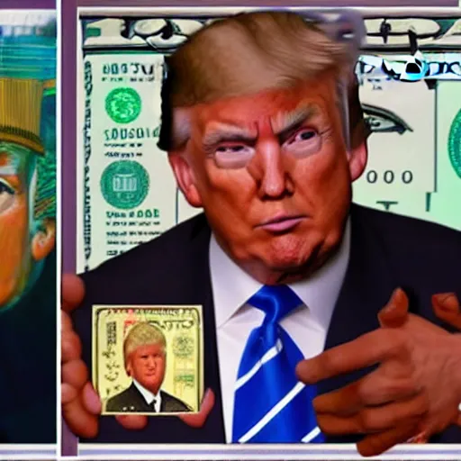 Image similar to donald trump, as a pharaoh on the new dollar bill