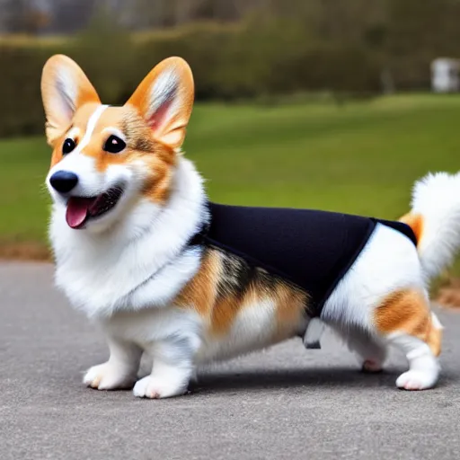 Prompt: corgi wearing a saddle