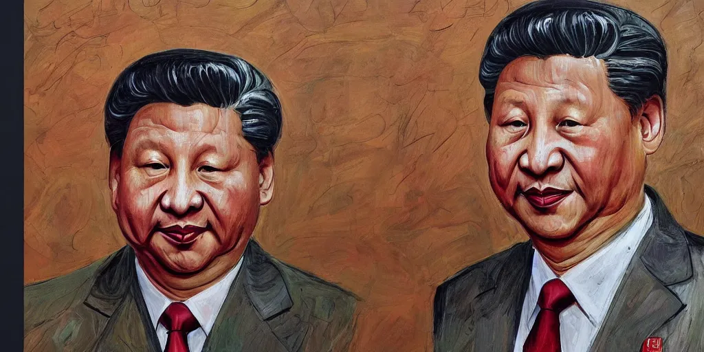 Prompt: Xi JinPing portrait in the style of Lucian Freud