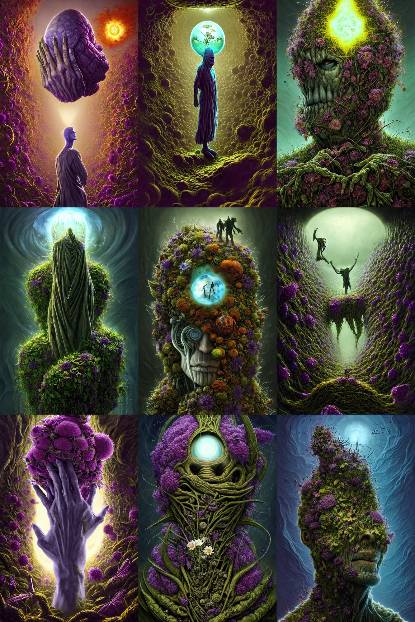 Prompt: the platonic ideal of flowers, salvia divinorum, insects and empathy cletus kasady ultimate carnage thanos dementor wild hunt doctor manhattan chtulu nazgul mandelbulb davinci, d & d, fantasy, ego death, detailed, intricate, hyperrealism, intense, scary, decay, art by artgerm gediminas pranckevicius