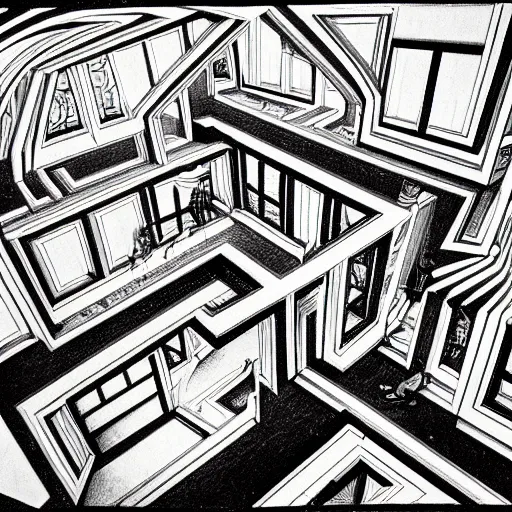 Prompt: an impossible room by MC Escher