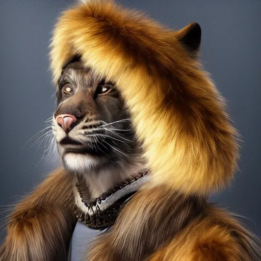 Prompt: extremely realistic portrait of a real life panter king with a very long fur and a wizard hat, fantasy, trending on artstation, heroic pose, highly detailed, profile picture, 8k