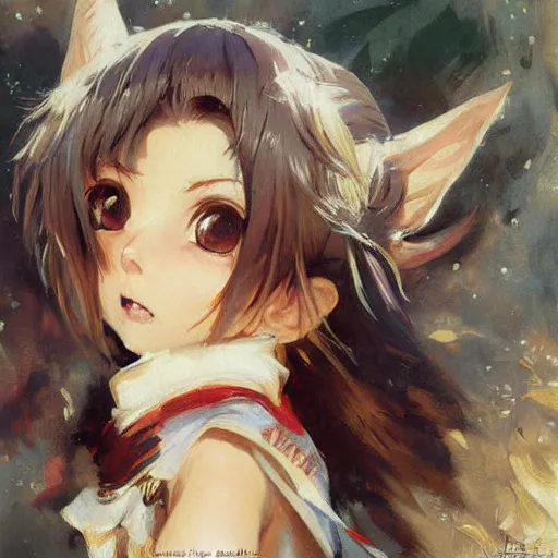 Image similar to mad cute anime girl faces, chibi art, painting gaston bussiere, craig mullins, j. c. leyendecker