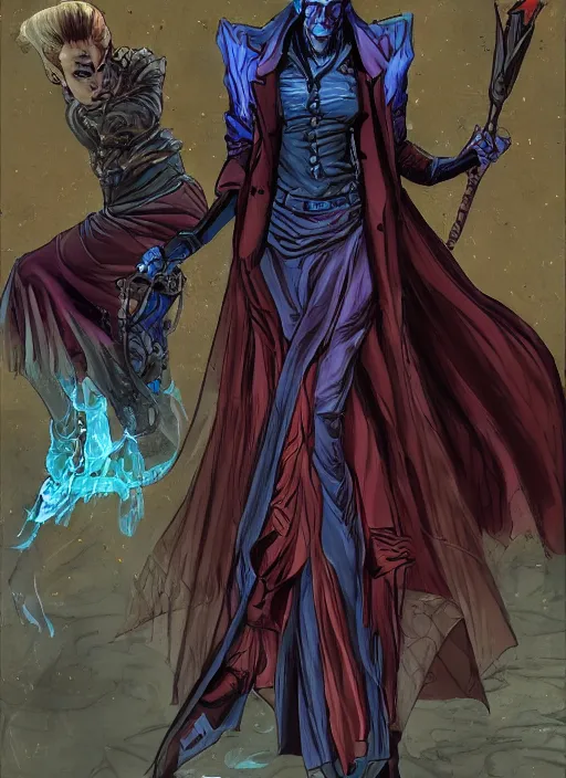 Image similar to a mastigos mage in modern clothing ( a mastigos is a mage specializing in the arcana of mind and space ) from the modern supernatural arcane thriller ttrpg'mage : the awakening ', 8 k, character concept reference art, by david mattingly and michael william kaluta and steve prescott and alex ross.