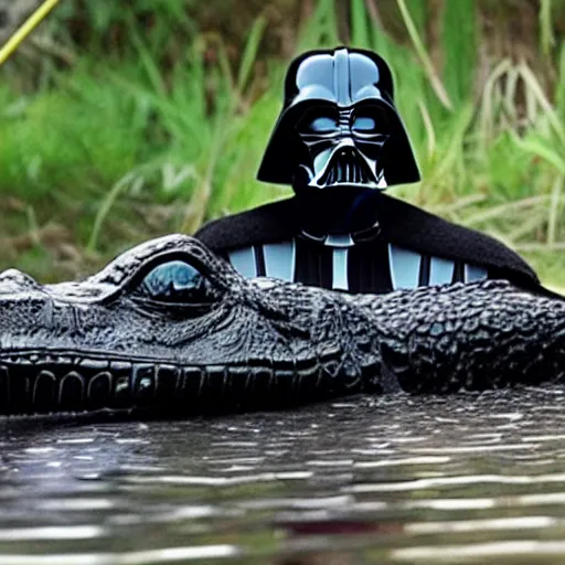 Prompt: Darth Vader as a crocodile