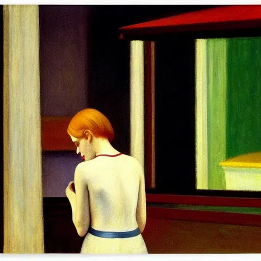 Prompt: lost in my thoughts, by Edward Hopper