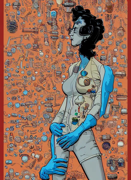 Image similar to portrait of a woman with biotech parts by Geof Darrow, 35mm focal length, hyper detailled, 4K